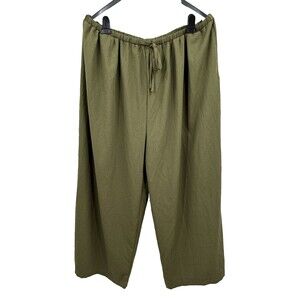 Cider Plus Size 4X Pants Women's Green Pull-On Wide Leg Crop Drawstring Casual